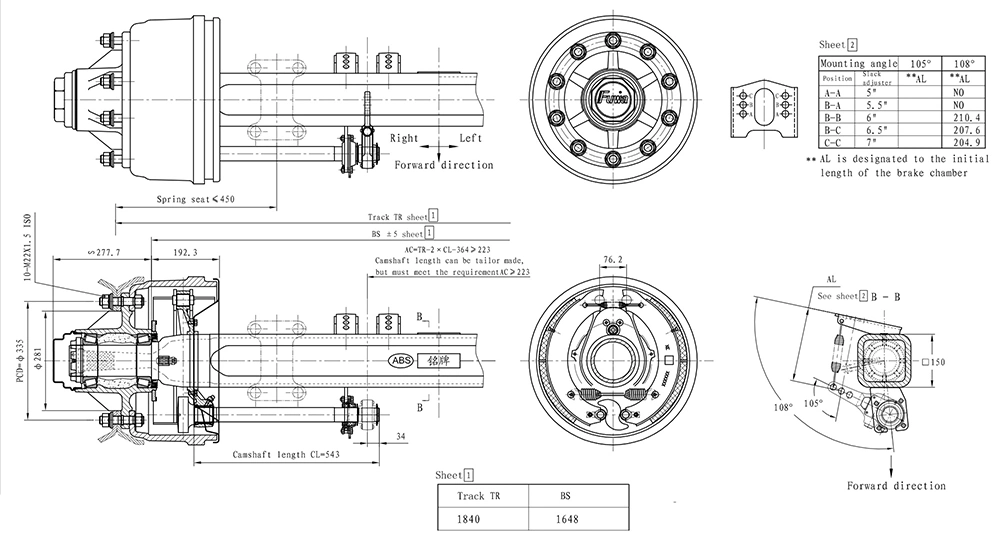 China Truck Semi Trailer Bogie Suspension and Axles Assembly Fuwa/BPW/York for Choice